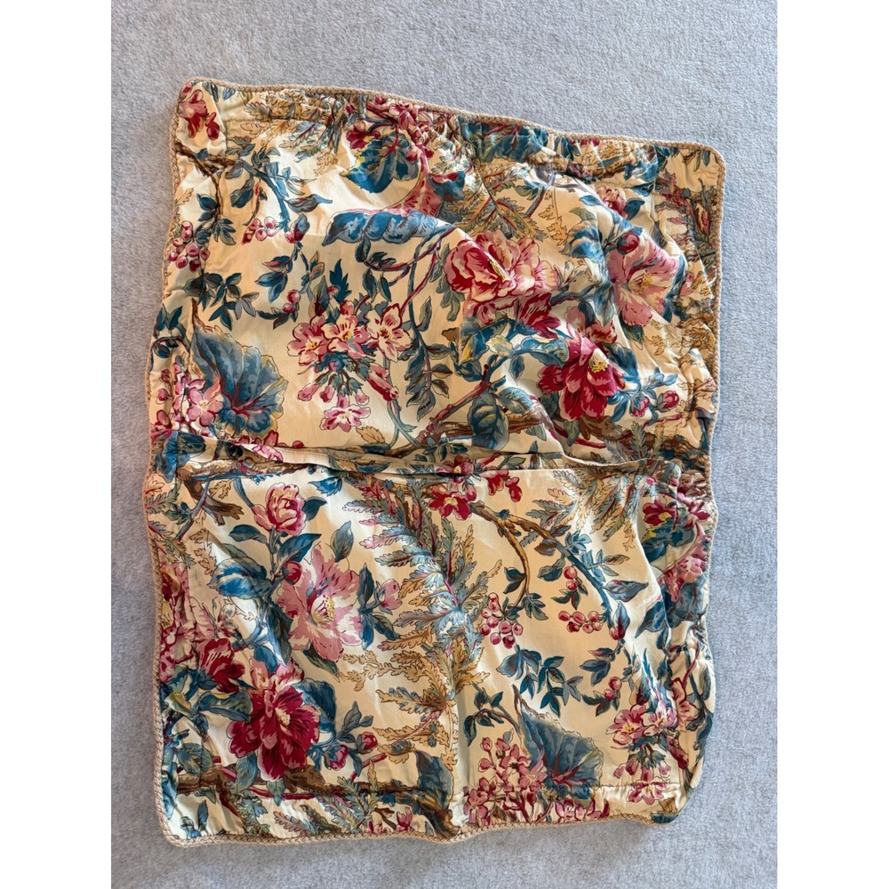 Lauren Ralph Lauren Floral Pillow Shams Set 2 Standard Cotton Braided Rope Trim - Picture 9 of 10